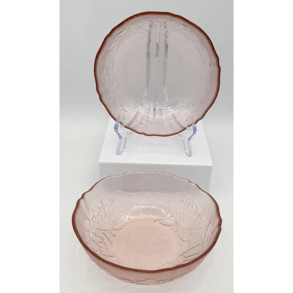 2 Arcoroc France Rosaline Rosa Pink Glass Bowls 6